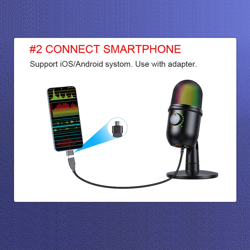 VOXFULL RU416 USB RGB Condenser Microphone - Image 3