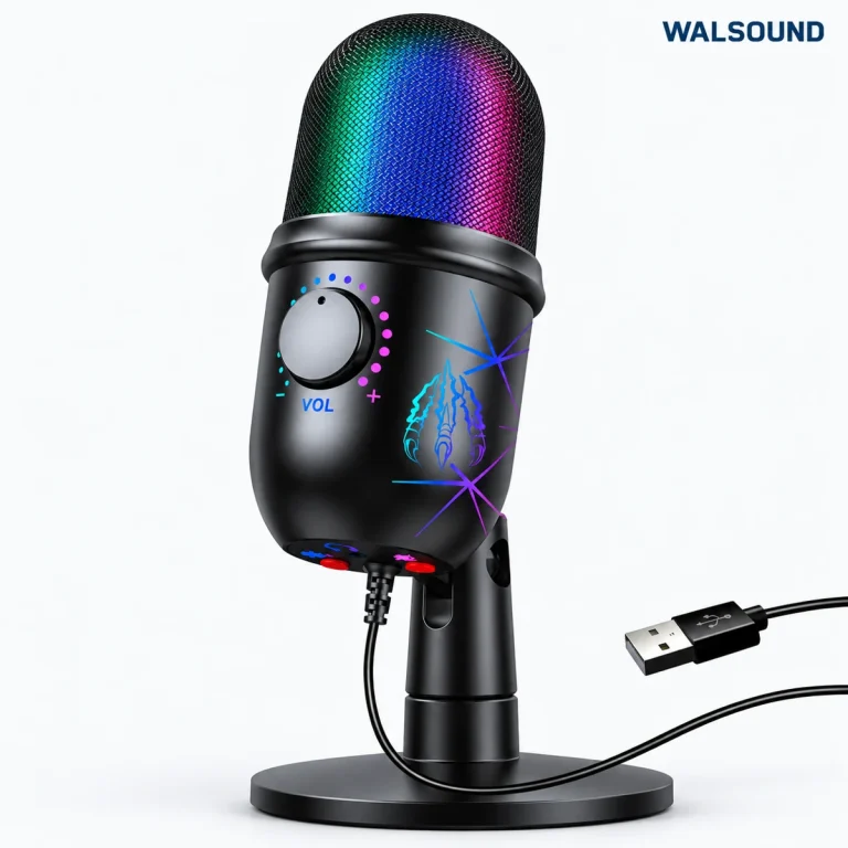 VOXFULL RU416 USB RGB Condenser Microphone with WALSOUND wordmark